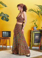 Pera Desen Patchwork Uzun Etek 5131