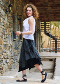 Gri Desenli İki Renkli Midi Boy Etek 3358