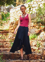 Beli Lastikli Midi Siyah Etnik Etek 2397