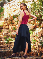 Beli Lastikli Midi Siyah Etnik Etek 2397
