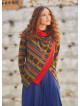 Parmak Geçmeli Salaş Kırmızı Kilim Desenli Hırka 5110
