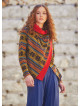 Parmak Geçmeli Salaş Kırmızı Kilim Desenli Hırka 5110