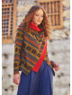 Parmak Geçmeli Salaş Kırmızı Kilim Desenli Hırka 5110