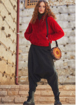 Gipe Bel Detaylı Kışlık Kadın Haki Şalvar Pantolon