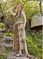 Ön Pilikaşe Detaylı Kadın Haki Batik Pantolon Etek