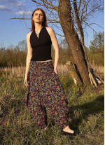 Drape Bel Dökümlü Kadın Picasso Desenli Şalvar Pantolon