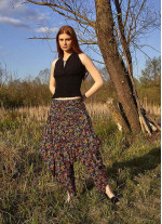 Drape Bel Dökümlü Kadın Picasso Desenli Şalvar Pantolon
