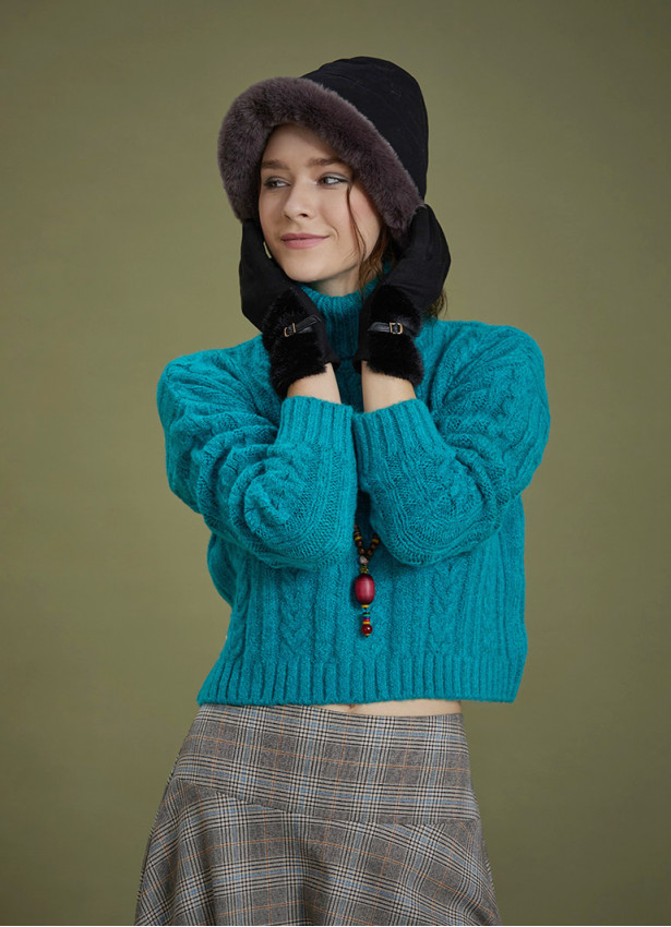 İçi Polarlı Siyah Bucket Kadın Şapka 6699