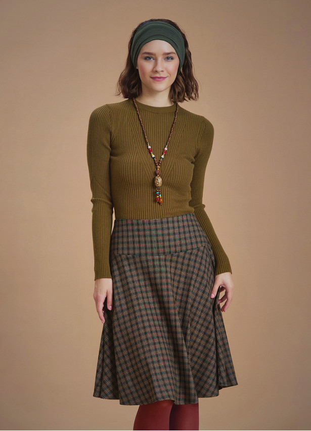 Bisiklet Yaka Slim Haki Triko Kazak 6589
