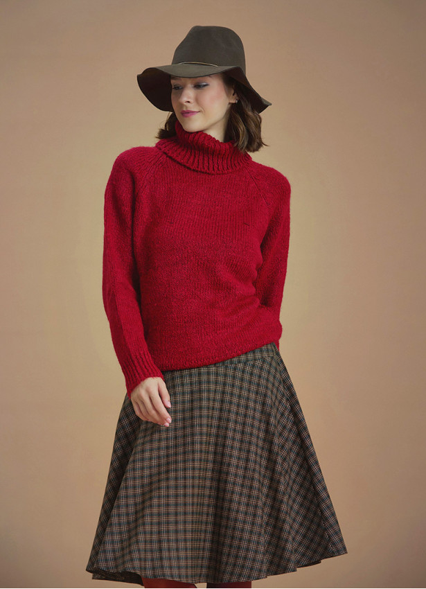 Bohem Tarz Boğazlı Kırmızı Kazak 6640