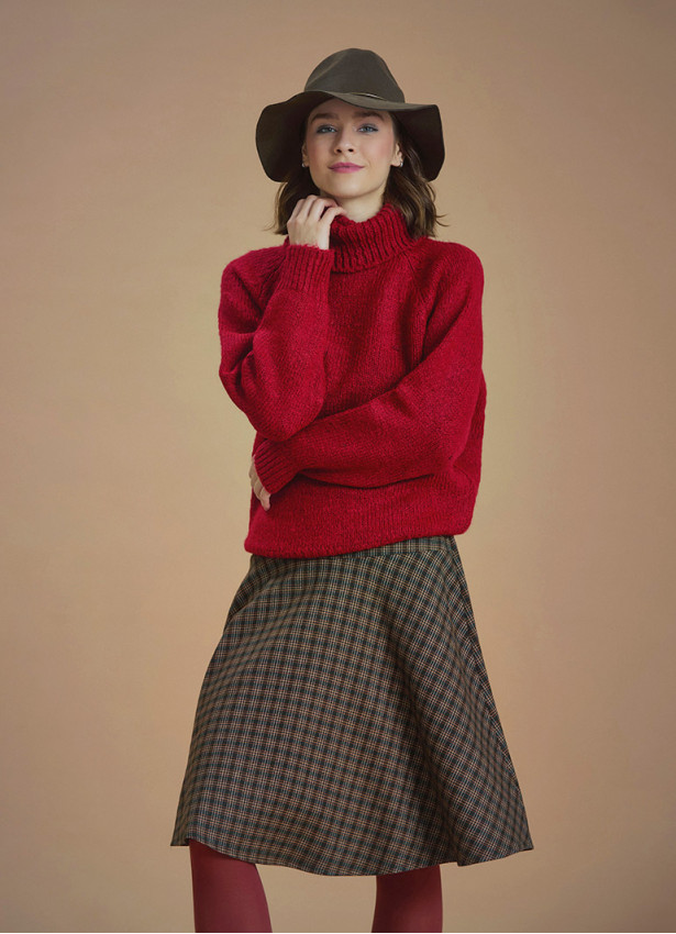 Bohem Tarz Boğazlı Kırmızı Kazak 6640