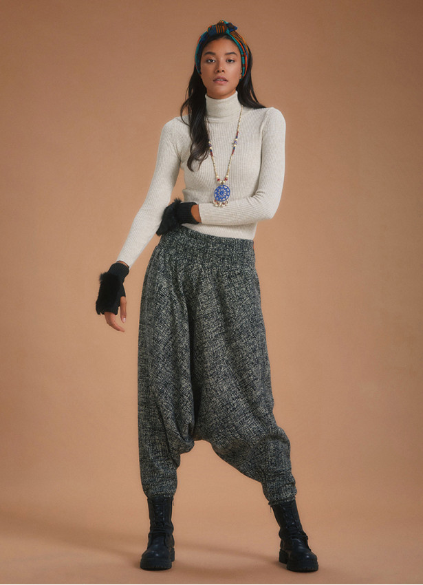 Gipe Bel Detaylı Kışlık Kadın Antrasit Şalvar Pantolon