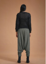 Gipe Bel Detaylı Kışlık Gri Kadın Şalvar Pantolon
