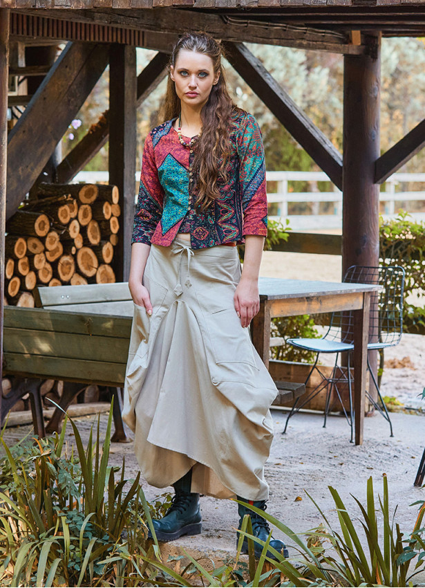 Beli Bağcıklı Cepli Krem Balon Etek 7114