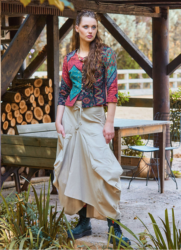 Beli Bağcıklı Cepli Krem Balon Etek 7114