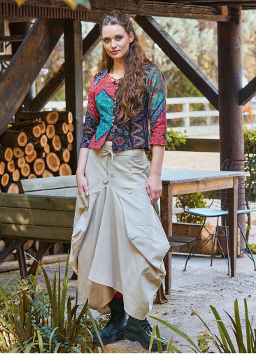 Beli Bağcıklı Cepli Krem Balon Etek 7114