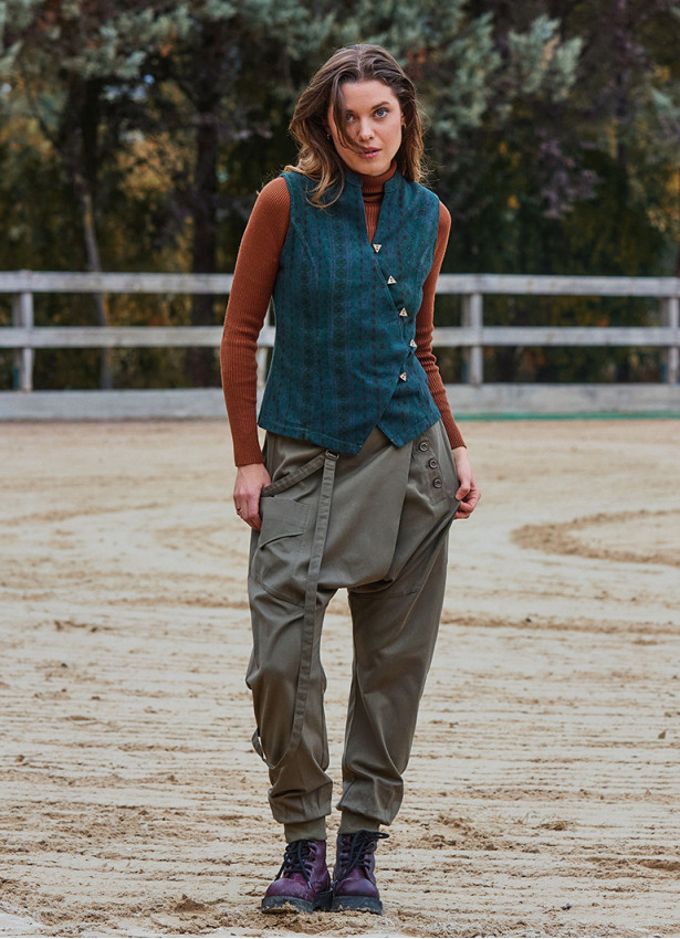 İp Detaylı Düğmeli Beli Lastikli Toprak Bohem Şalvar 6877