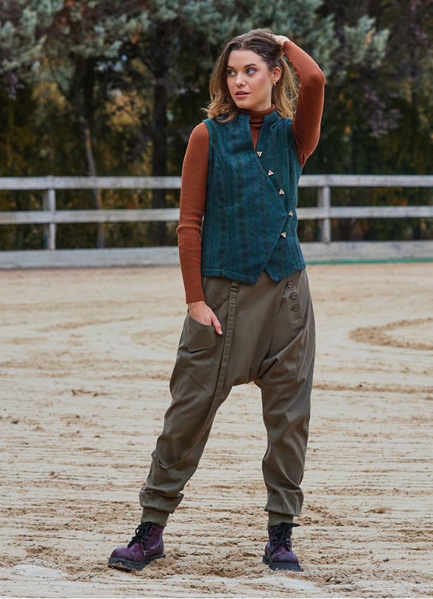 İp Detaylı Düğmeli Beli Lastikli Toprak Bohem Şalvar 6877