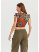 Derin V Yaka Beli Gipeli Kahve Crop Bluz 6934