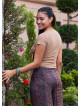 Kruvaze Yaka Kısa Kollu Kahve Crop Bluz 7313