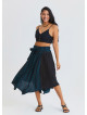İnce Askılı Düğme Detaylı Siyah Crop Bluz 7247