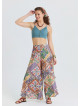 İnce Askılı Düğme Detaylı Mavi Crop Bluz 7246