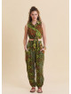 Gömlek Yaka Asimetrik Kesim Yeşil Crop Bluz 7294