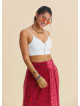 İnce Askılı Düğme Detaylı Beyaz Crop Top 7248