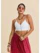 İnce Askılı Düğme Detaylı Beyaz Crop Top 7248