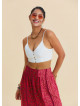 İnce Askılı Düğme Detaylı Beyaz Crop Top 7248