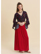 Drape Detaylı Yırtmaçlı Kırmızı Salaş Etek 7236