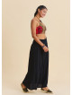 Drape Detaylı Yırtmaçlı Siyah Bohem Etek 7237