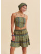 Ayarlanabilir Askılı Sırtı Lastikli Hardal Crop Bluz 7269