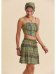 Ayarlanabilir Askılı Sırtı Lastikli Hardal Crop Bluz 7269