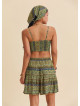Ayarlanabilir Askılı Sırtı Lastikli Hardal Crop Bluz 7269