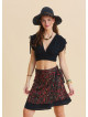 Derin V Yaka Beli Gipeli Siyah Crop Bluz 7262
