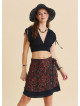Derin V Yaka Beli Gipeli Siyah Crop Bluz 7262