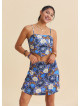 Ayarlanabilir Askılı Sırtı Lastikli Mavi Crop Bluz 7270