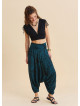 Drape Bel Paçası Lastikli Petrol Yoga Pantolonu 7180