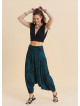 Drape Bel Paçası Lastikli Petrol Yoga Pantolonu 7180