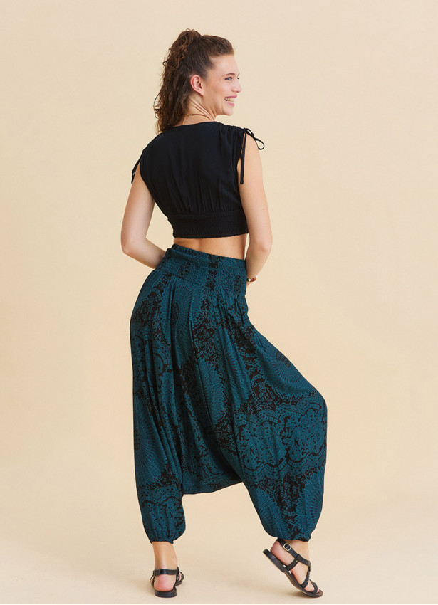 Drape Bel Paçası Lastikli Petrol Yoga Pantolonu 7180