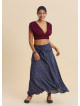 Derin V Yaka Beli Gipeli Bordo Crop Bluz 7263