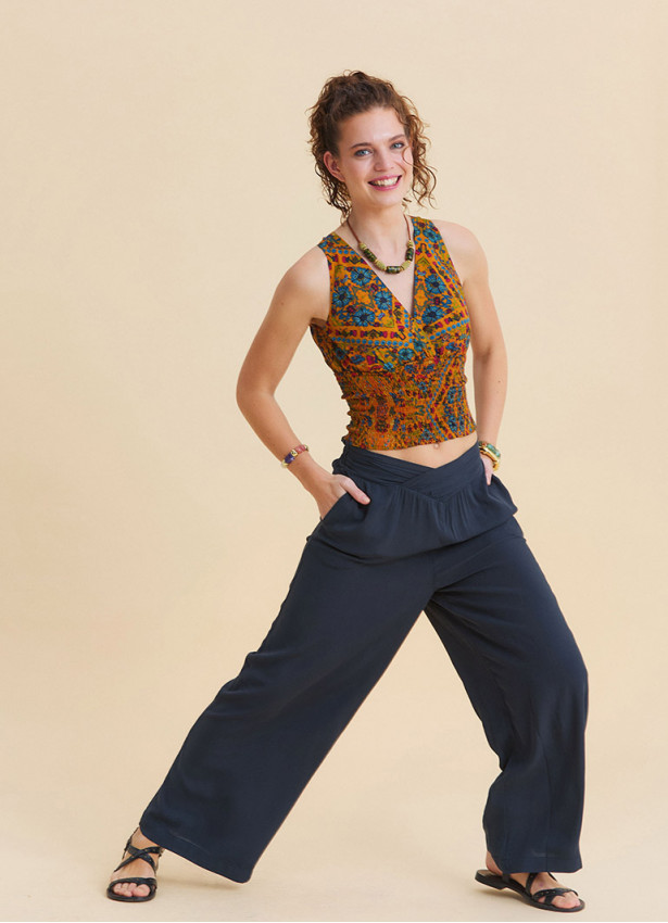 Kruvaze Bel Çapraz Kemerli Antrasit Yoga Pantolonu 7188