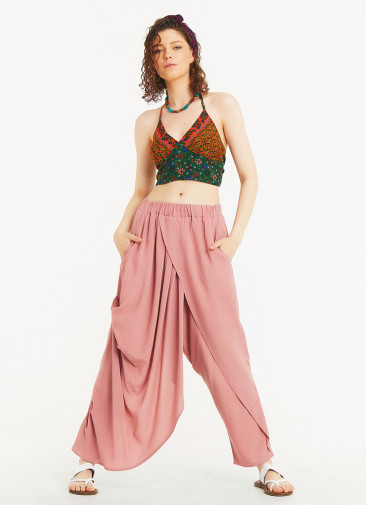 Kruvaze Ön Detay Beli Lastikli Salaş Pantolon 5326