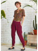 Ağı Düşük Dar Paça Bordo Pileli Pantolon 5215