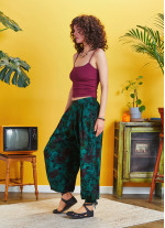 Pile Detaylı Şık Batik Desenli Şalvar Pantolon
