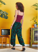Pile Detaylı Şık Batik Desenli Şalvar Pantolon