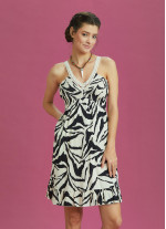 Zebra Desenli Dantel Yaka Askılı Yazlık Elbise