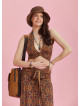Boyundan Bağlamalı Mor Desenli Crop Bluz 6342