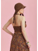 Boyundan Bağlamalı Mor Desenli Crop Bluz 6342
